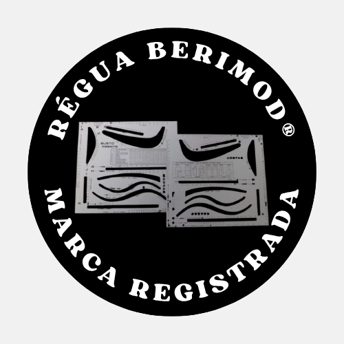 Conjunto de réguas do Método Berimod com marca registrada utilizado nas aulas de modelagem da Escola de Moda Paulistana