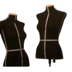 Logo da Escola de Moda Paulistana com dois bustos representando modelagem e costura